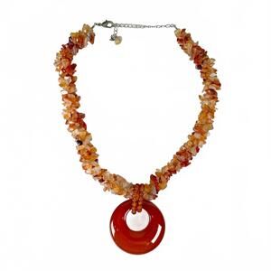 Vintage HDNY Red Jasper and Carnelian Chip Bead Necklace